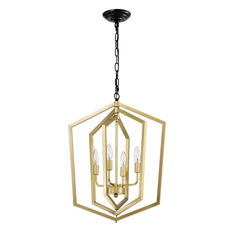 Farmhouse 4-Light Kitchen Pendant Light, Retro Lantern-Style Ceiling Light, Adjustable Height, for Dining Room, Corridor