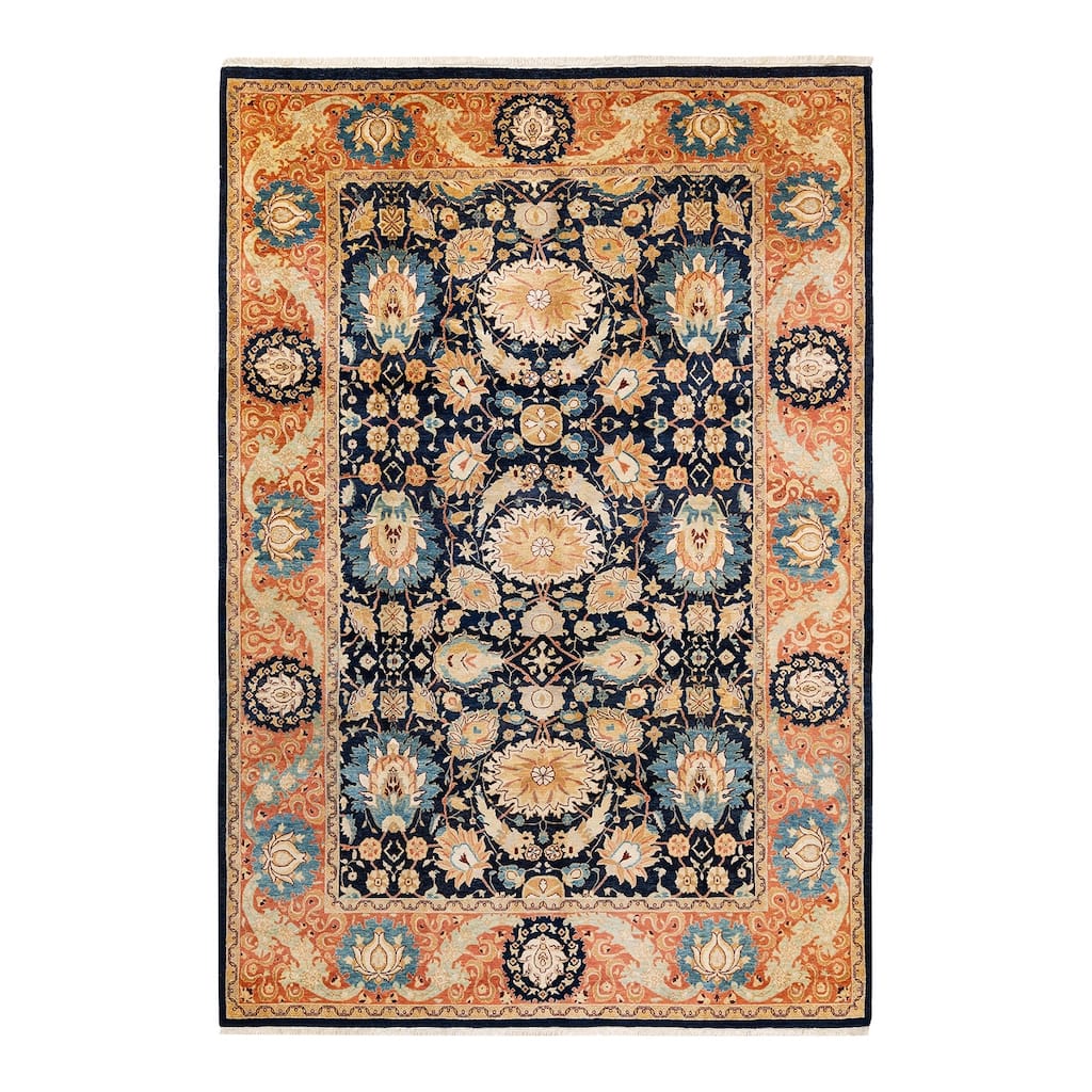Overton Mogul, One-of-a-Kind Hand-Knotted Area Rug - Blue, 6' 3" x 9' 1" - 6' 3" x 9' 1"