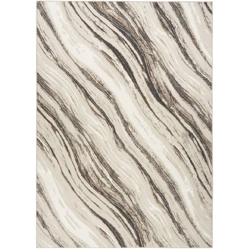 Power Loomed Abstract Modern Non Skid Stain Resistant Area Rug - 108' X '72' X '0.5