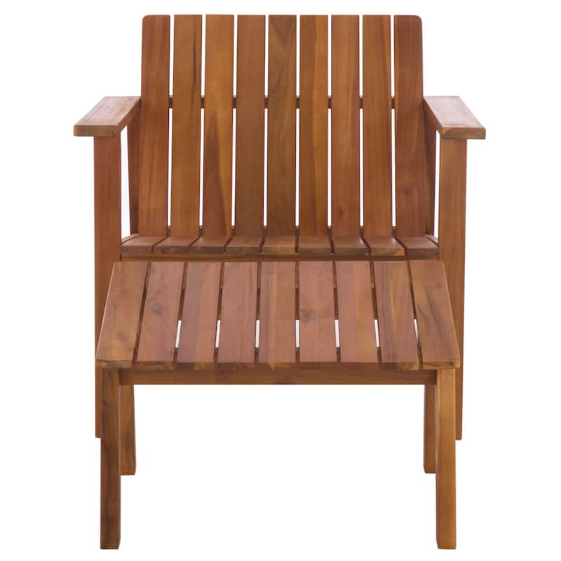 SAFAVIEH Outdoor Patio Furniture Fallon Solid Wood Chair and Ottoman Set - 29"W x 31"D x 29"H