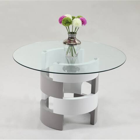Somette Sara Glass Top Dining Table - White