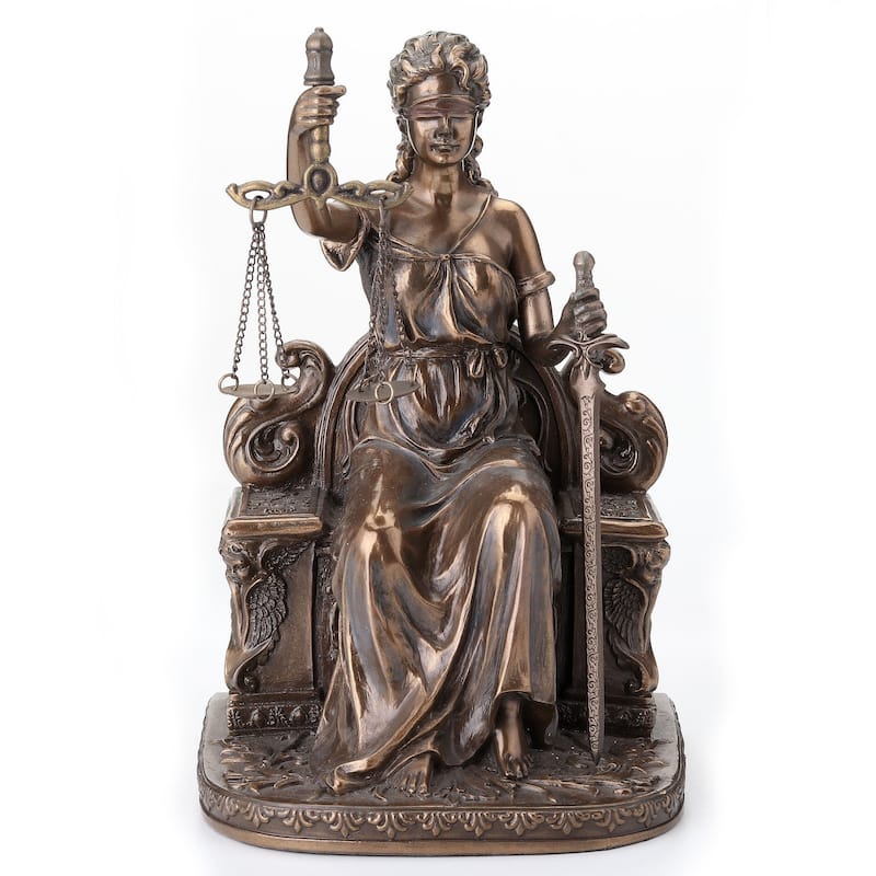 6.89" H LE JUSTICA SITTING Cold Cast Bronze - 4.33"x4.53"x6.89"