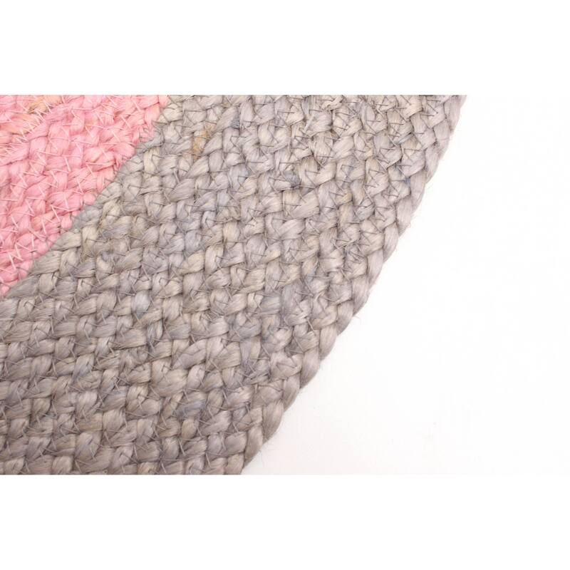 ECARPETGALLERY Braided Weave Palas Denizli Dark Pink Jute Rug - 3'0 x 3'0