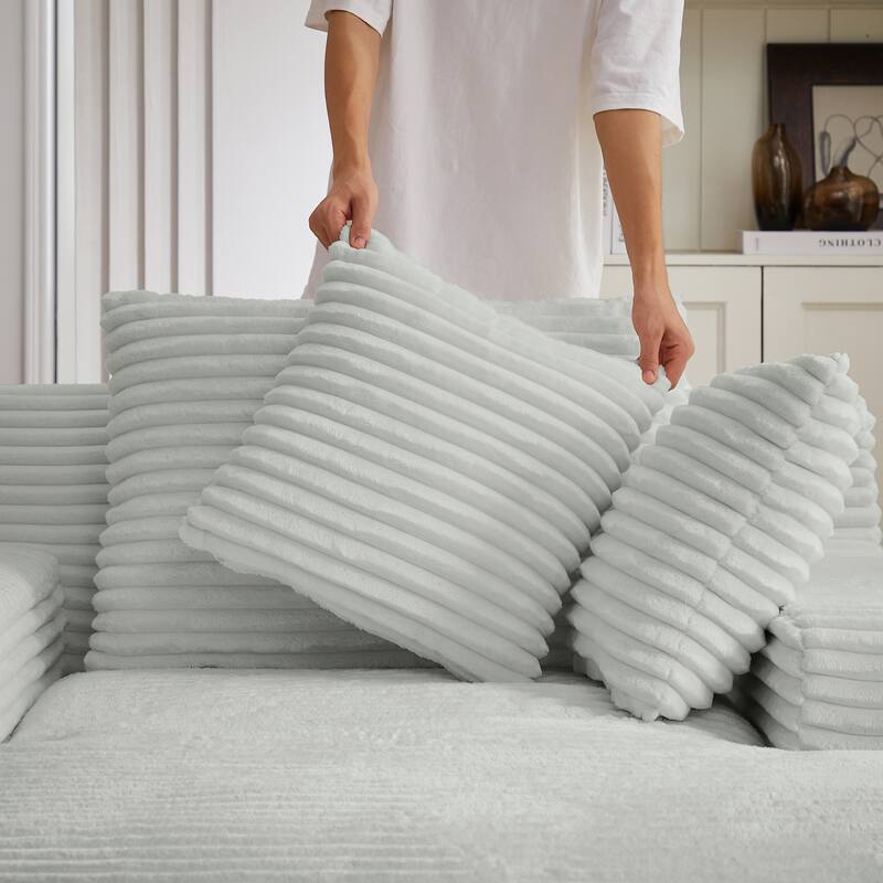 Lazy Sofa Chair Single Chaise Lounge Corduroy Upholstered Sleeper Sofa Ergonomic Couch Chair with Full Foam Cushion and Pillows