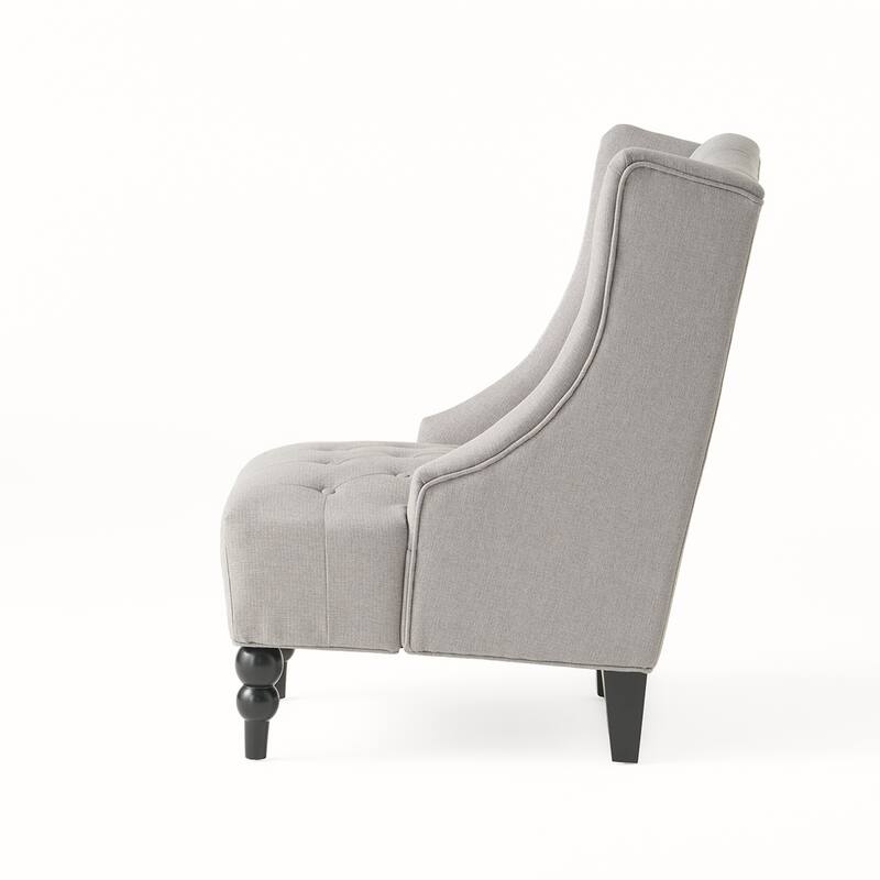 Linen Wingback Chair With Wood Frame