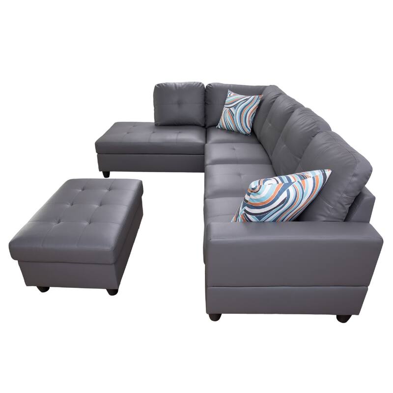 Left Facing Grey 3-piece Sectional Sofa Set(9516A)