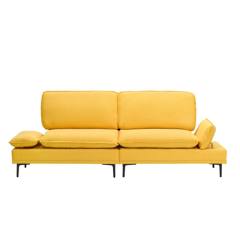 89-inch Yellow Polyester Blend Sofa for Apartment and Office
