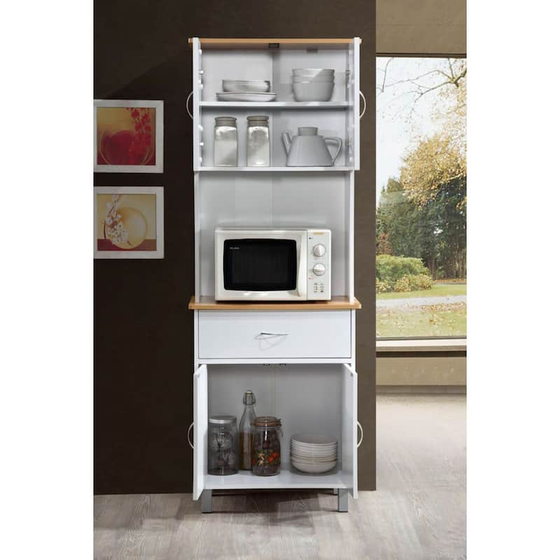 78" White Top and Bottom Enclosed Kitchen Cabinet