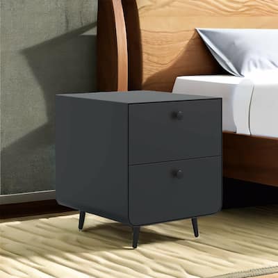 Modern Circular Handle Night Stand with 2 Drawers for Bedroom