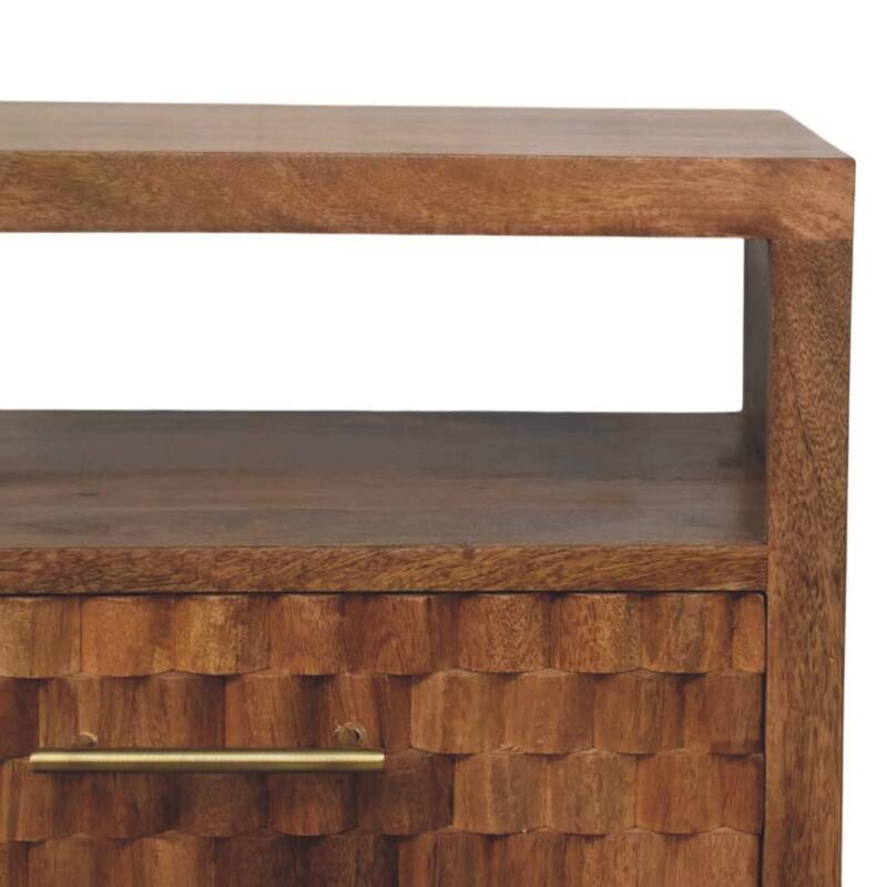 Artisan Furniture Solid Wood Arno Bedside in Golden Teak,1-Shelf,2-Drawers