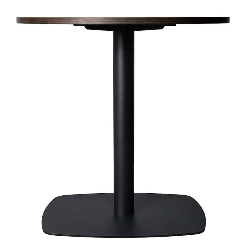 Vail Round Dining Table with 27 in. MDF Tabletop in Black Stainless Steel Square Base Accent Kitchen Table