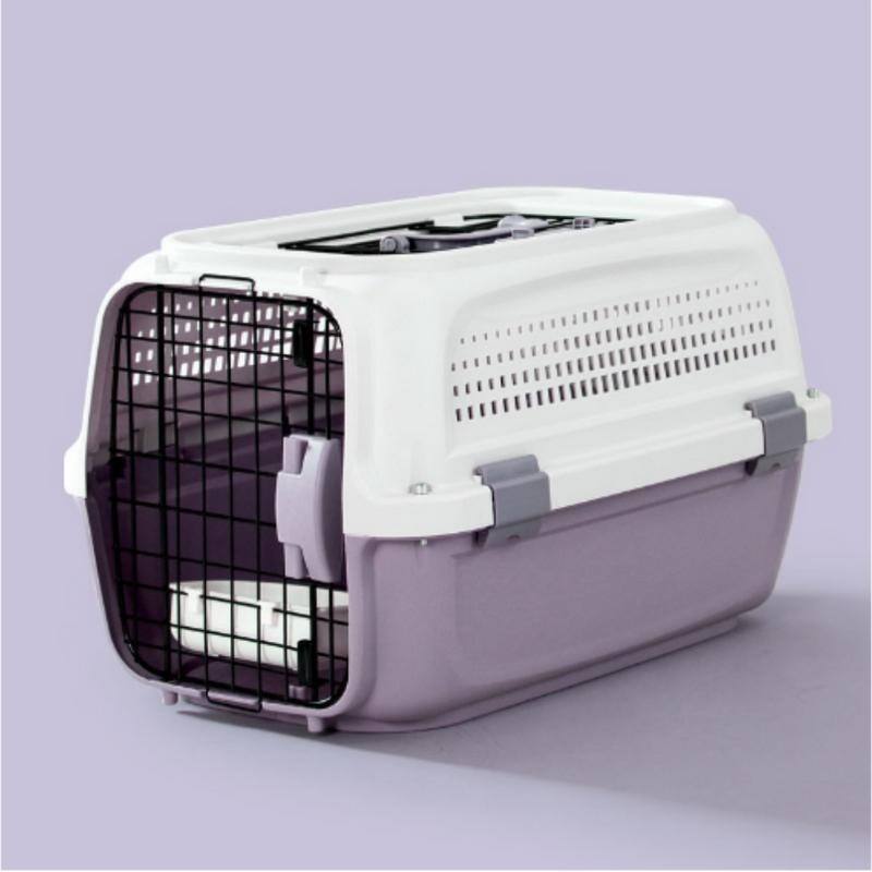 Plastic Cat Carrier with Integrated Litter pan - Purple-2 - 19.68"D x 13.38"W x 11.81"H