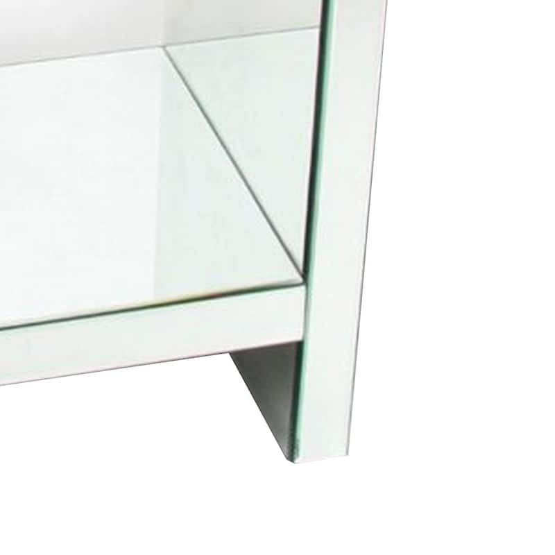 26 Inch Beveled Mirror Chest with 1 Drawer, Silver