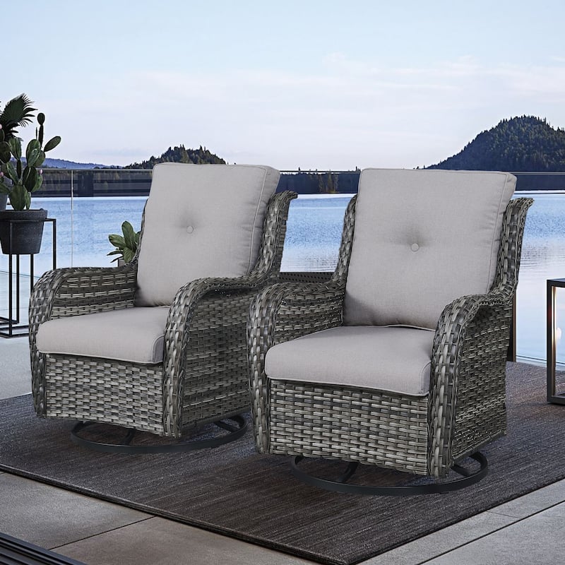 Gymojoy Patio Swivel Chair Rocking Chair Set - Grey - Grey