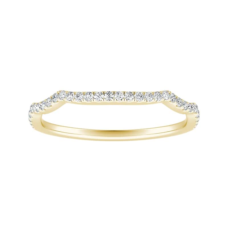 Auriya 1/8ctw Contoured Diamond Wedding Band 18k Gold - Yellow - 4