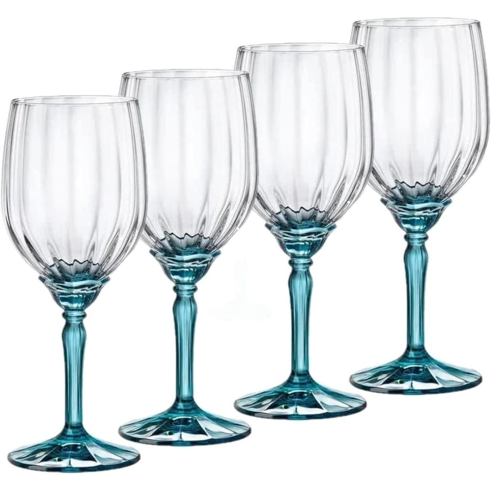 Trinkware Colored Stem Wine Glasses Set of 6 - Multi Yellow,  Orange, Purple, Blue, Red, Green - Fun Party Wine Goblets -11oz: Wine  Glasses