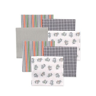 Little Treasure Luvable Friends Boys Cotton Poly Flannel Receiving Blankets Multipack, Grey Dog, 30x30 inches