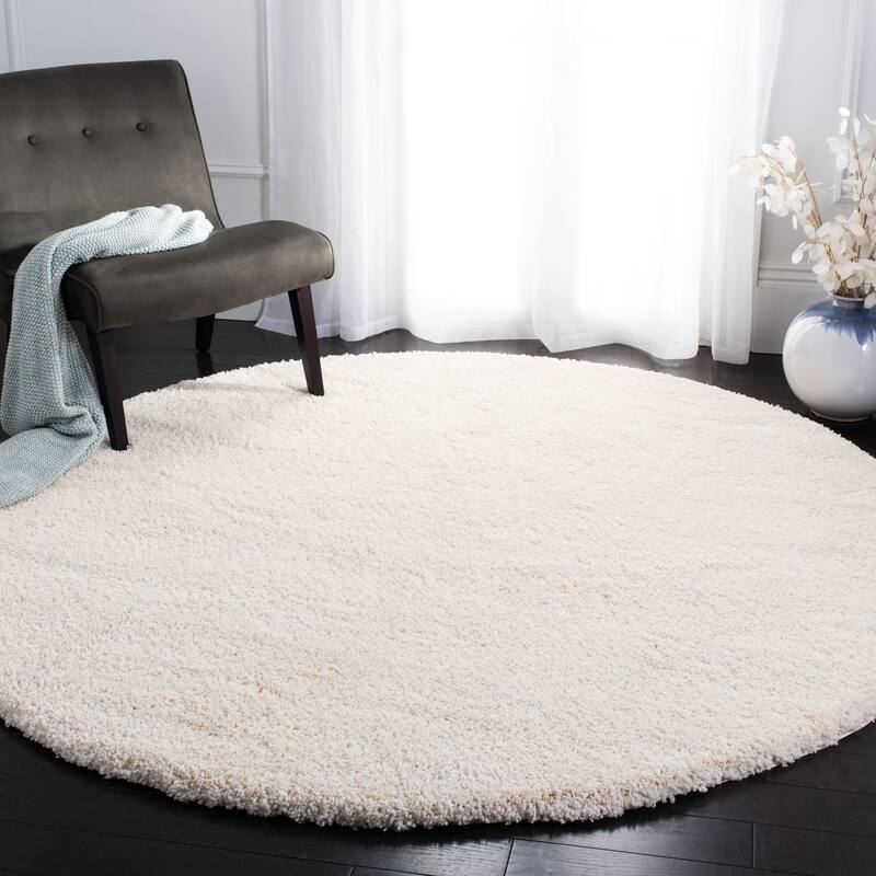 SAFAVIEH California Premium Shag Izat 2-inch Thick Area Rug - 6'7" Round - Ivory