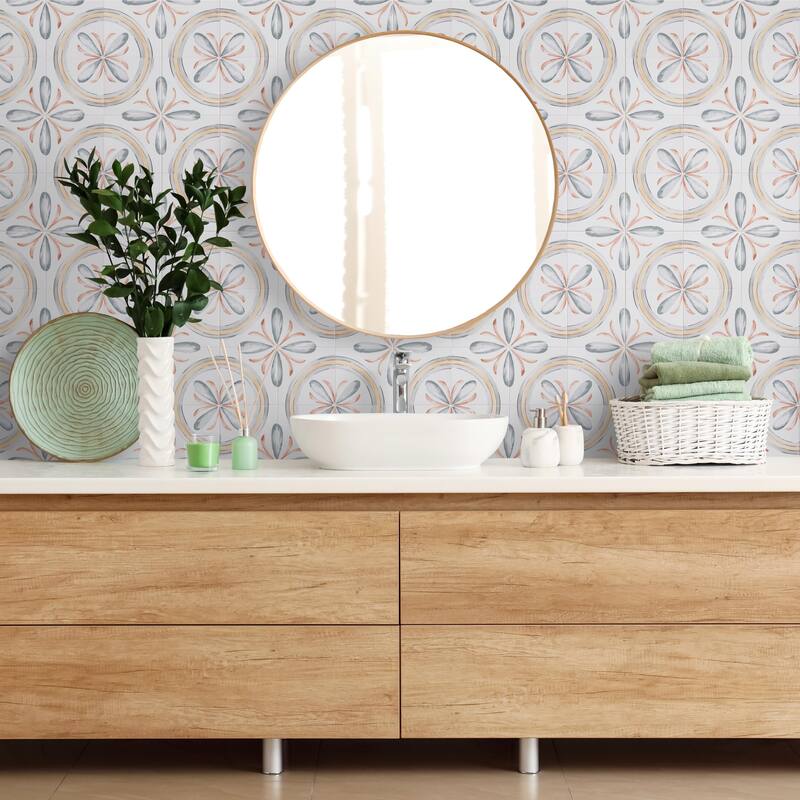 Merola Tile Saint Germain Chaud Deco Rivette 5-3/4" x 5-3/4" Porcelain Floor and Wall Tile