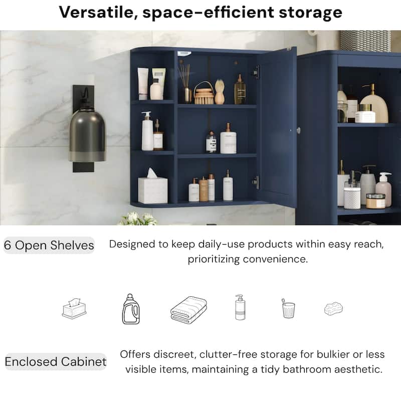 Christopher Knight Home - Modern Wall Mounted Medicine Cabinet with Mirror and Adjustable Shelves