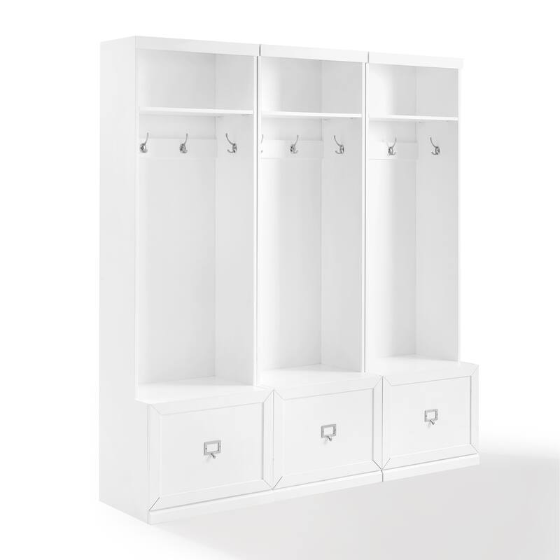 Crosley Harper 3-piece Slim Hall Tree Entryway Set - 66"W x 16.38"D x 74"H