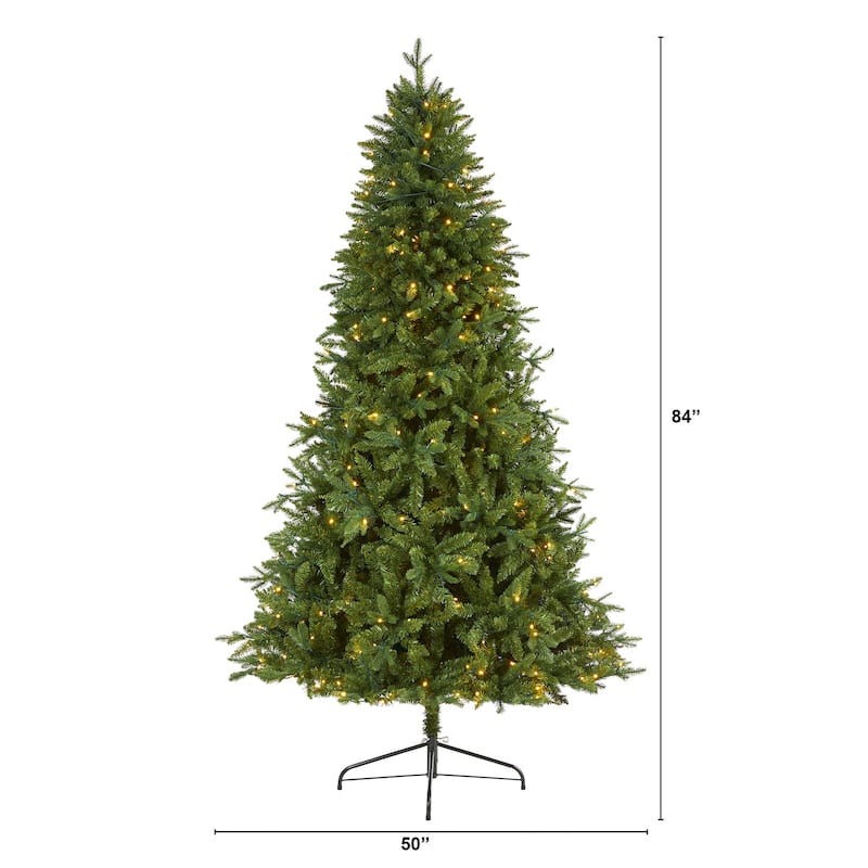 7ft Artificial Christmas Tree with Clear Lights - New Hampshire Fir Holiday Decor - Green - 56