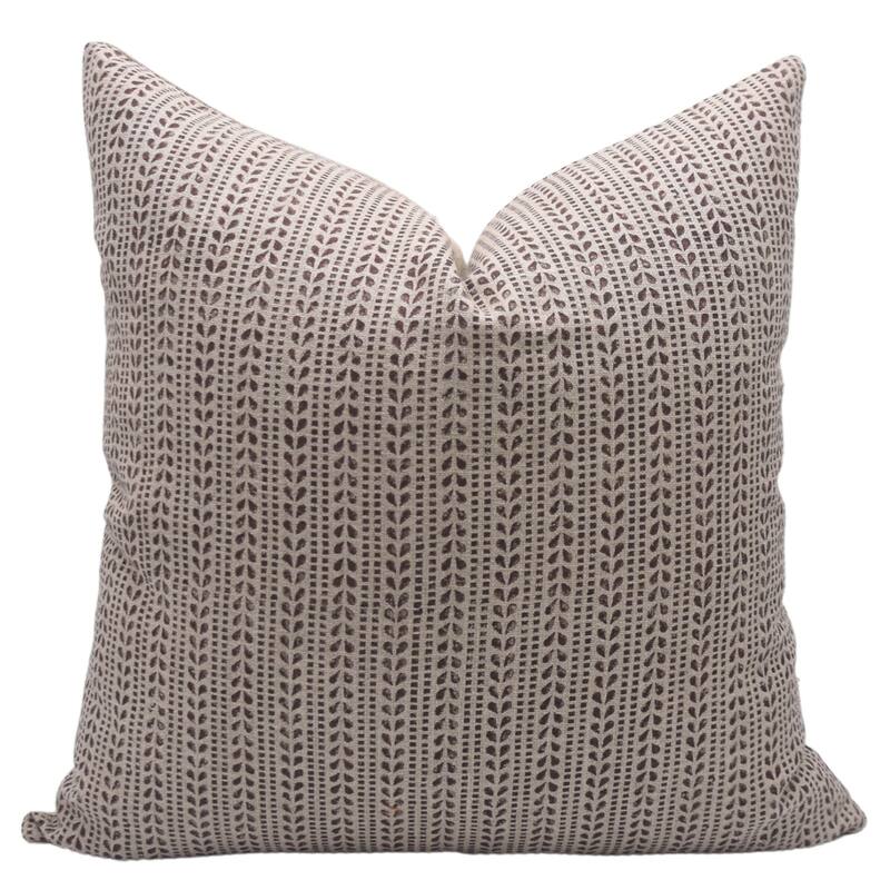 Fabdivine Decorative Floral Stripted Throw in Thick Linen Pillow Cover for Sofa, Bedroom Dark Brown Cushioncase, Ratanbel - Pillow Covers - Ratanbel- Chocolate Brown - 14" x 14"