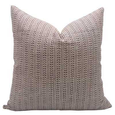 Fabdivine Decorative Floral Stripted Throw in Thick Linen Pillow Cover for Sofa, Bedroom Dark Brown Cushioncase, Ratanbel