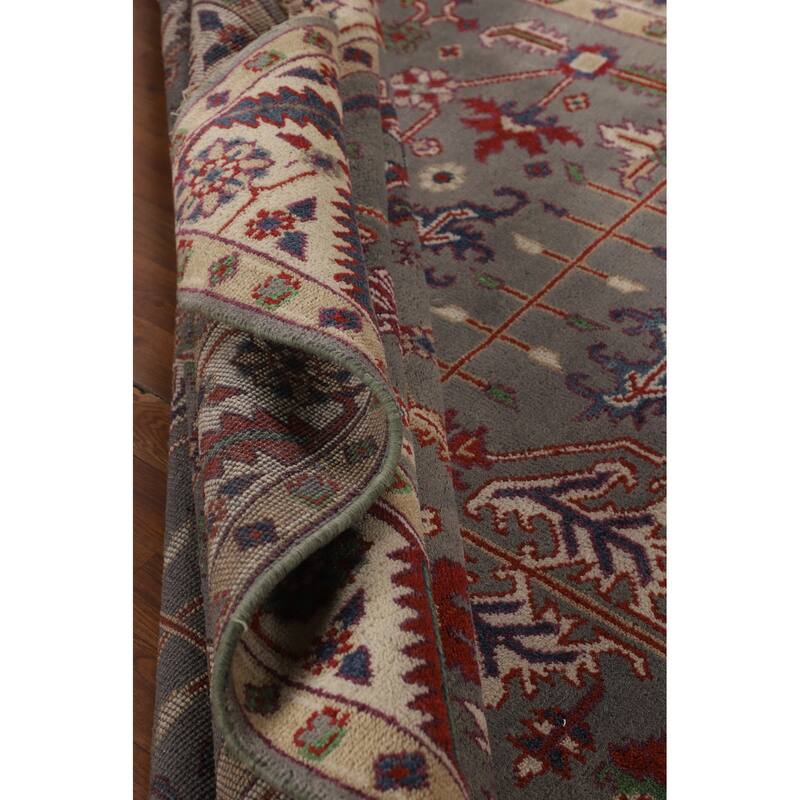 Gray Oushak Indian Area Rug Hand-Knotted Wool Carpet - 7'9"x 9'10"