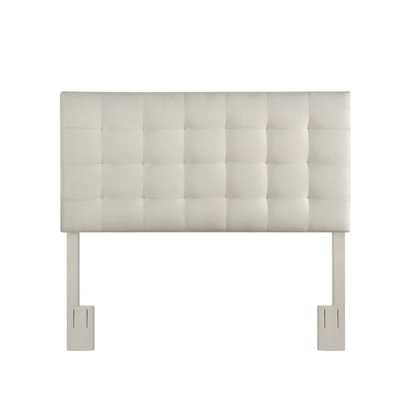 Mid-Century Modern, Grid Tufted Full or Queen Upholstered Headboard in Fog Gray