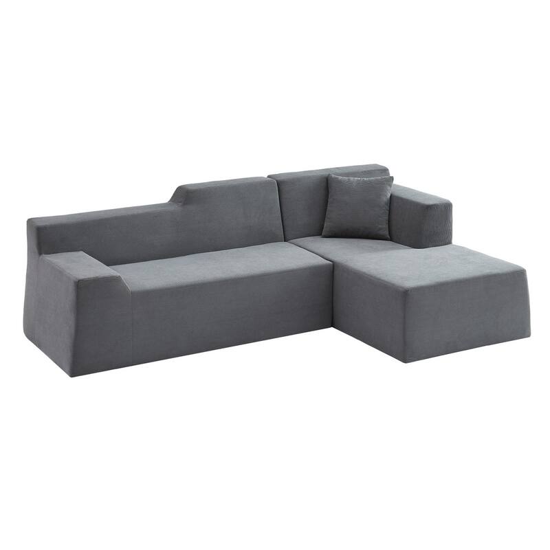 96.46" L-Shaped Corduroy Sectional Sofa, No Assembled Required