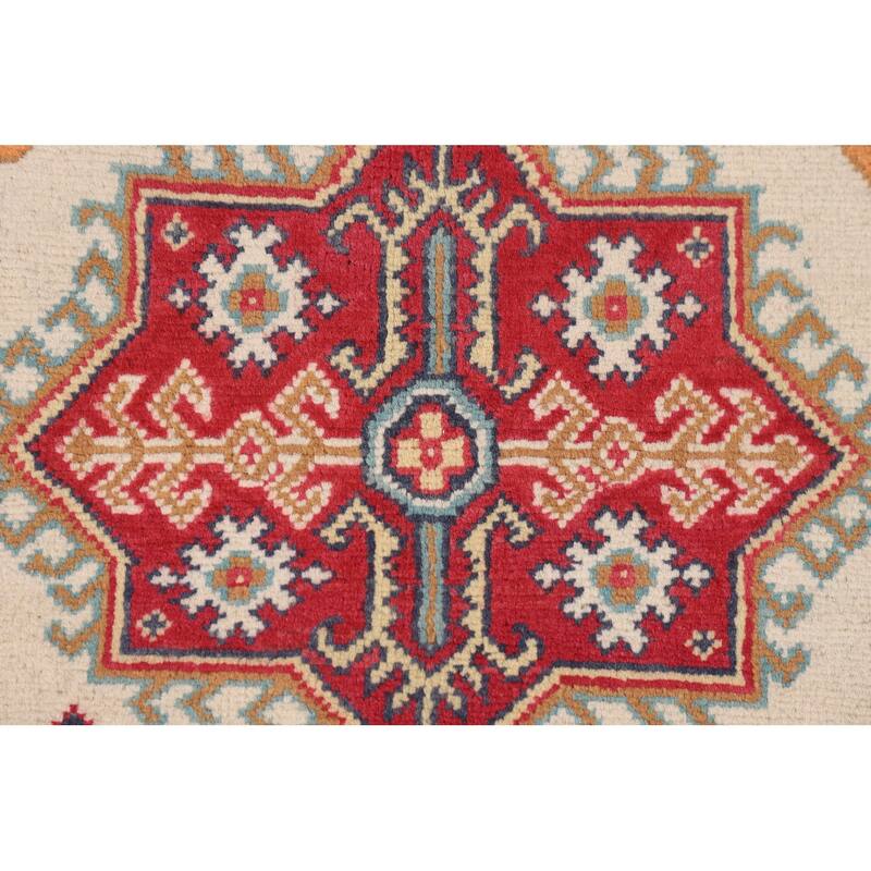 Kazak Area Rug Hand-Knotted Oriental Wool Carpet - 3'11" x 6'0"