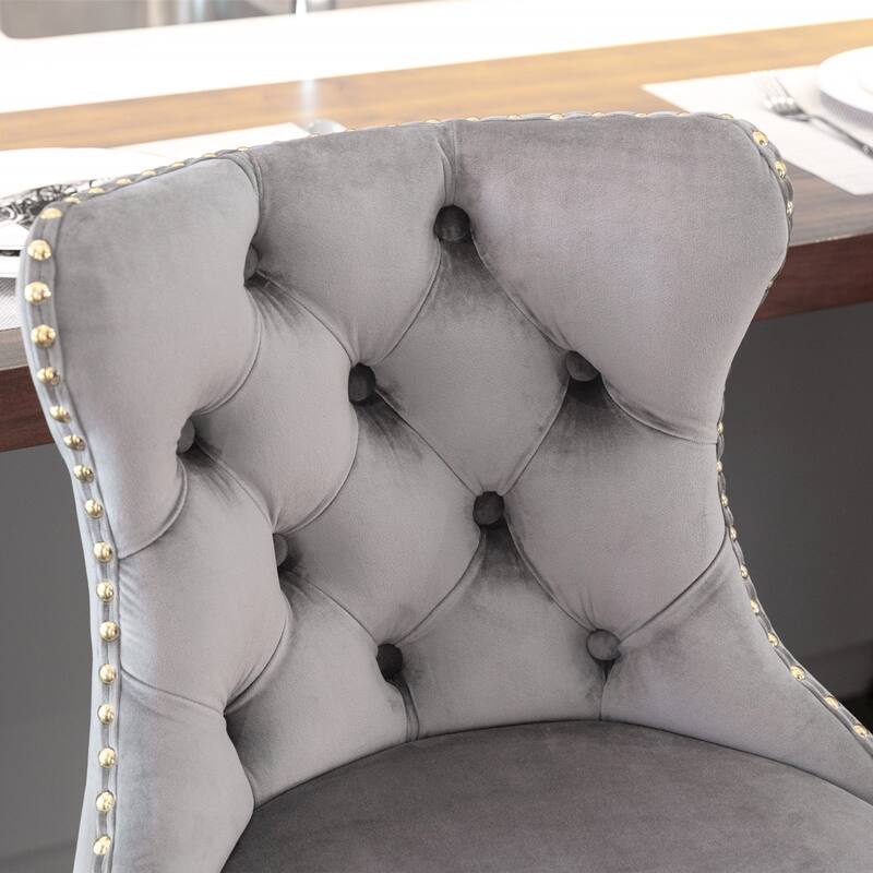 GDF Studio - Riveton Modern Swivel Velvet Upholstered Bar Stools with Tufted Back (Set of 2)