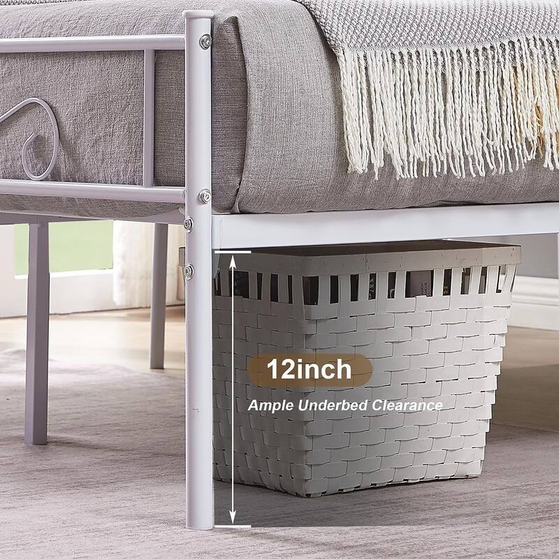 Javlergo Modern Metal Platform Bed Frame with Headboard and Footboard