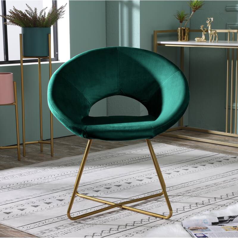 Slatina Velvet Accent Chair with Gold Finish - Modern Design
