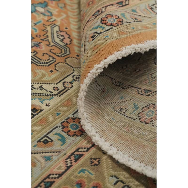 Hand Knotted Oriental 100% Wool Carpet Traditional Floral Oranges & Rust Tabriz Area Rug - 11' 5'' X 8' 0''