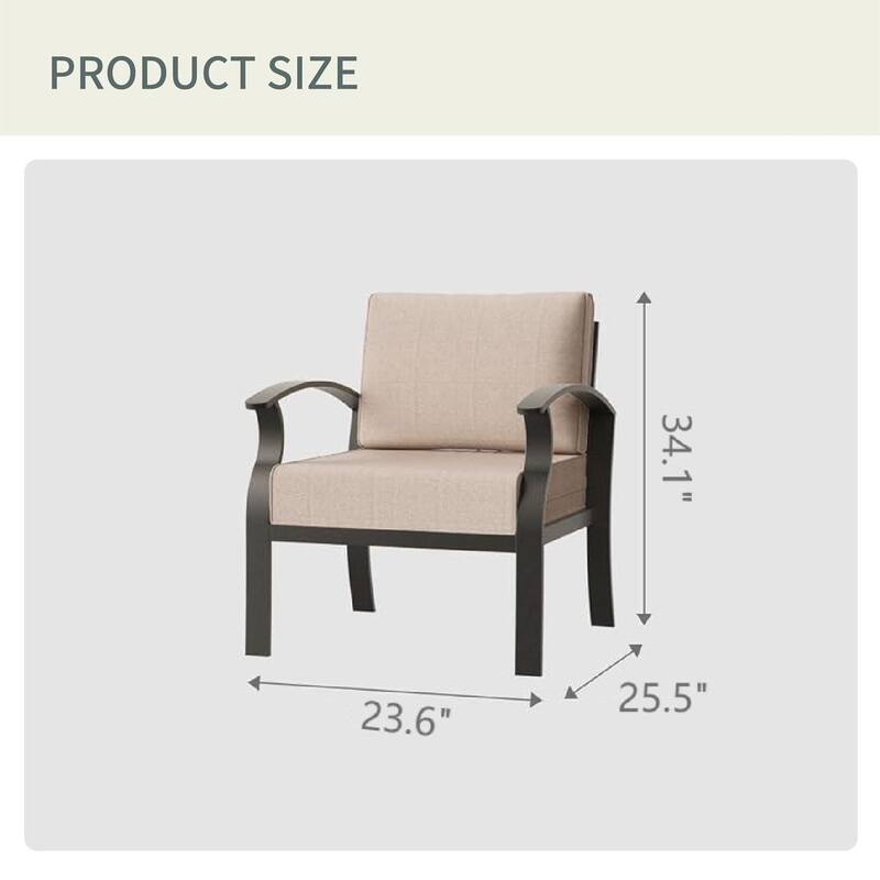 2-Seats Outdoor Aluminum Sofas Chairs with Sand Cushions