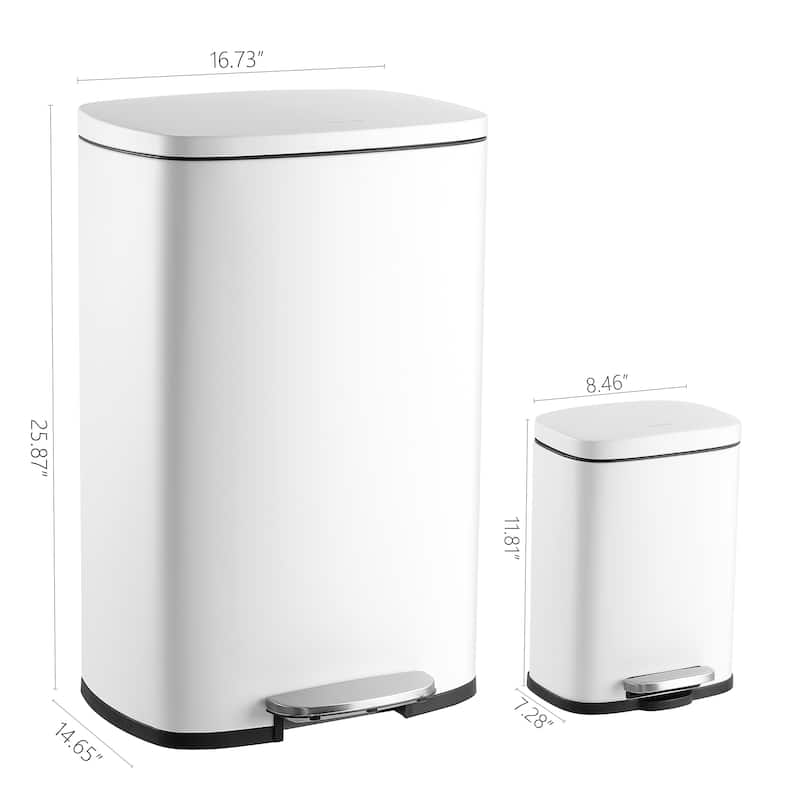happimess 13-Gallon Trash Can with Soft-Close Lid and FREE Mini Trash Can
