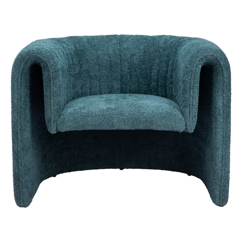 HomeRoots 37" Aquamarine Sherpa And Upholstered Tufted Arm Chair - 37' X '27.6' X '30