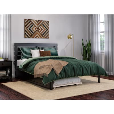 Twin XL Trundle Bed with Storage - Modern Espresso Finish - Home Bedroom Furniture