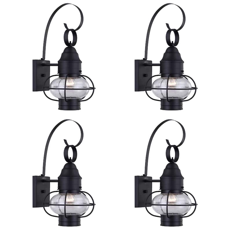 4 Pack 1-Light Outdoor Wall Lantern Lights Set - 9"x10.72"x17.51" - 9"x10.72"x17.51" - Matte Black