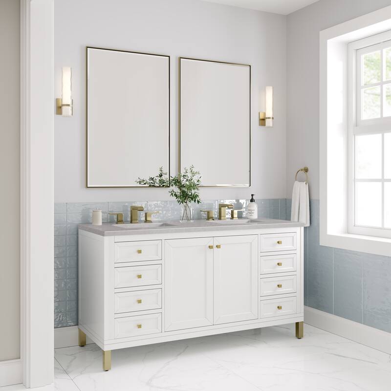 James Martin Vanities Chicago 60" Double Vanity, Glossy White