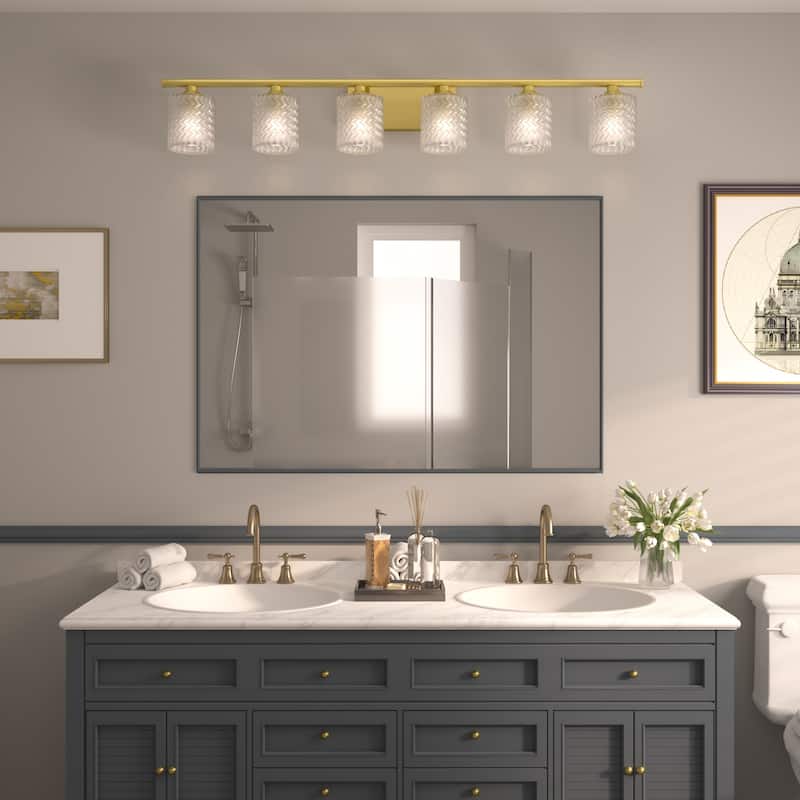 Acroma 6-light Modern 45In Gold Crystal Bathroom Vanity Light - 45 inches