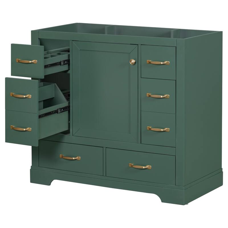 Modern 36 inch Bathroom Vanity Base without Sink, Bathroom Storage Cabinet with 6 Drawers and Adjustable Shelf