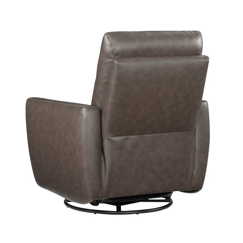 Cillian 35.5" Leather Swivel Glider Recliner - 360-Degree Metal Swivel