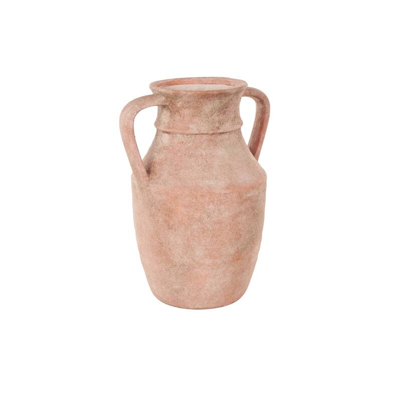 Pink Ceramic Antique Style Decorative Vase with Handles