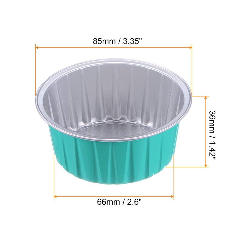 Cupcake Cups, 100pcs 66x36x85mm Aluminum Foil Standard Cupcake Liners - Green Blue/Silver