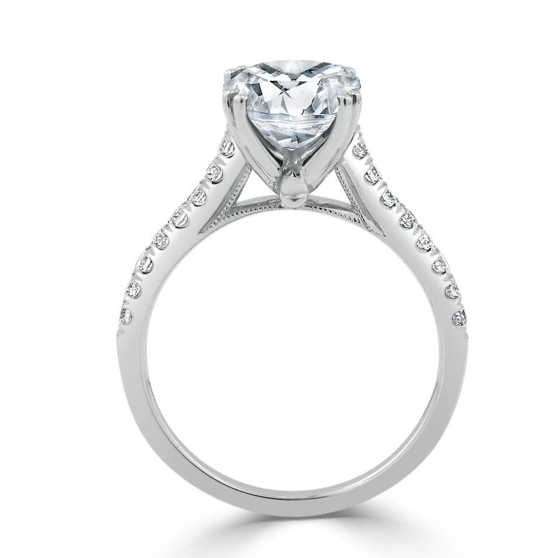 Auriya 14k Gold 1 3/4ctw Oval Moissanite and Diamond Engagement Ring 1/4ctw