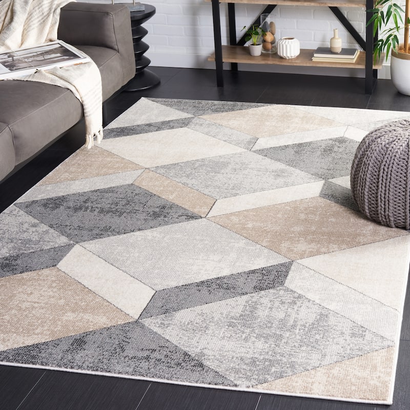 SAFAVIEH Phoenix Eithel Vintage Rug. - 5'5" x 7'7" - Light Grey/Beige Charcoal