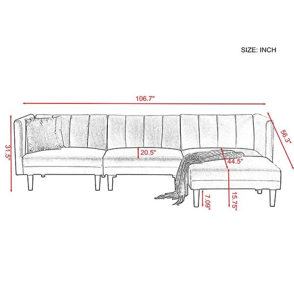Shop Living Room Reversible Sectional Sofa Sleeper With 2 Pillows Velvet Overstock 32106817 Green